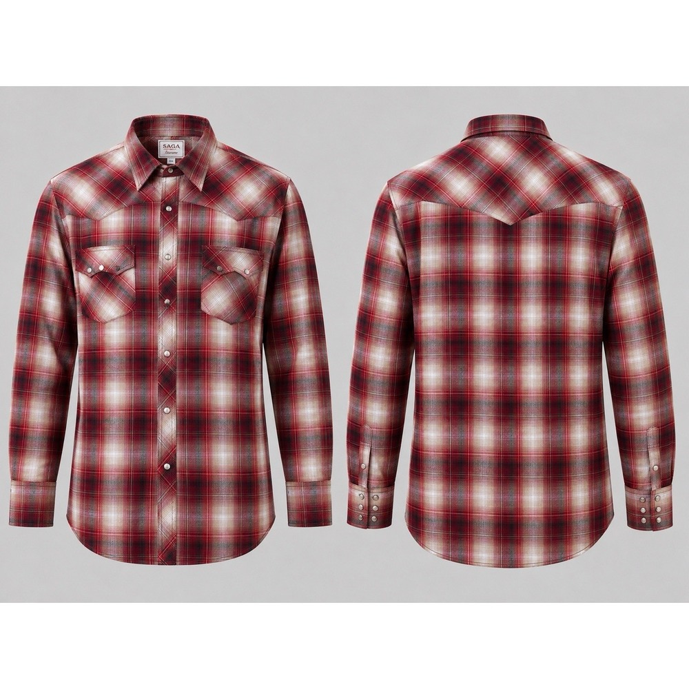 Wrangler Western Fashion Pearl Snap Shirt 2XL  Red Brown Dual Sawtooth Pockets